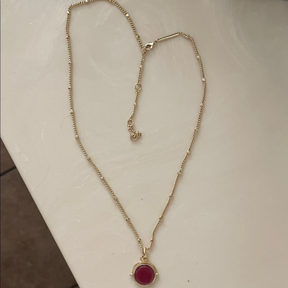 Kendra Scott Gold Necklace with Red Pendant
